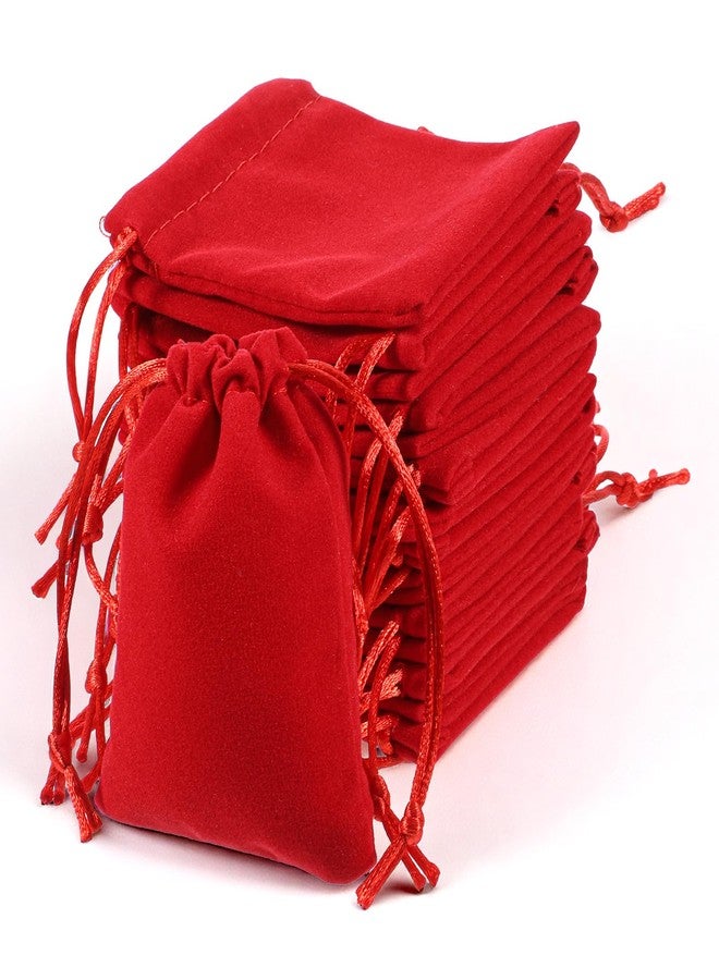 Exircy 15Pcs Red Velvet Drawstring Pouches, 3x4 inch Jewelry Candy Dice Gift Bags Velvet Coin Purse Mini Dice Bags Gift Bag for Jewelry Wedding Bracelets Christmas - Image 1